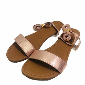 Dream Paris lace up flat sandals rose color